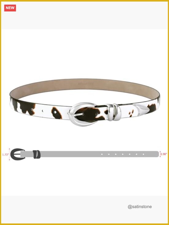Faux Leather Cow Print Belt with Silver Buckle main image 5